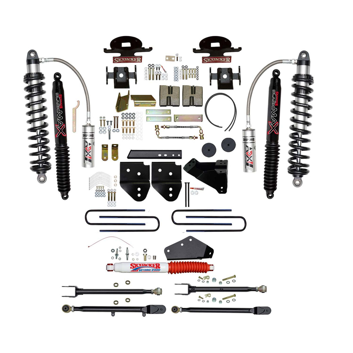 6 In. ADX 2.5 Coilover Lift Kit With 4-Link Conversion And Black MAX Shocks.