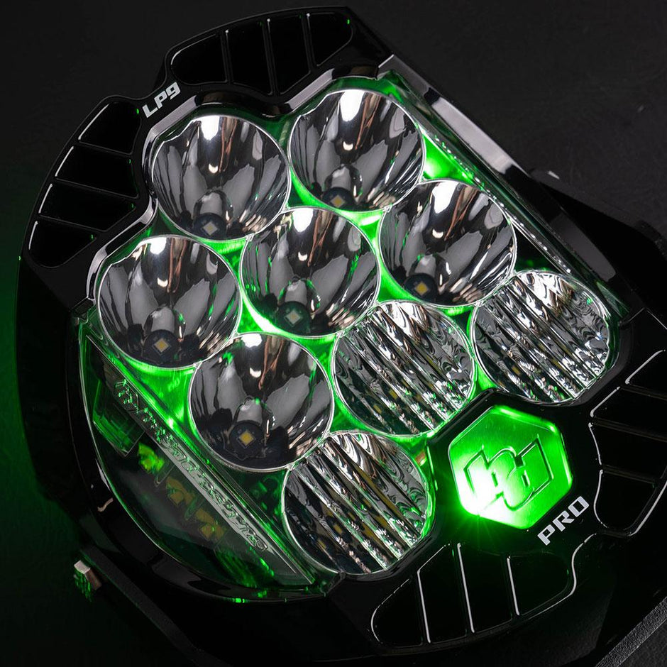 LP9 Pro LED Auxiliary Light Pod (Light Pattern: Driving/Combo; Color: Clear; Backlight: Green)