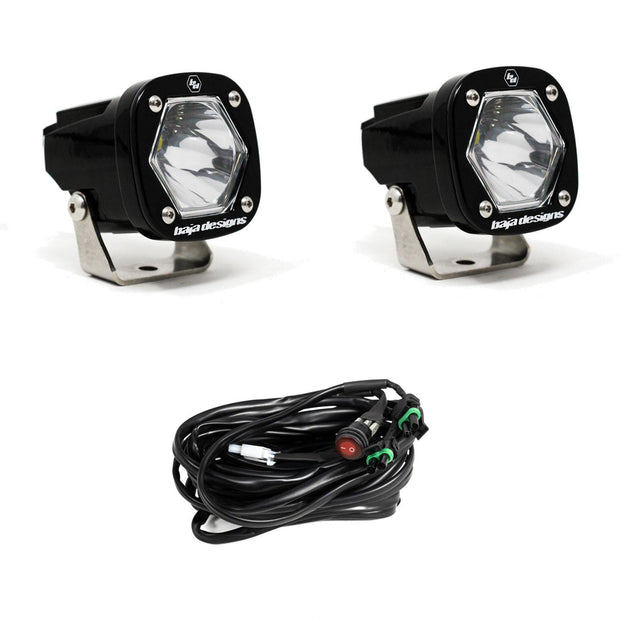 S1 Black LED Light Pod Pair (Spot; Clear)