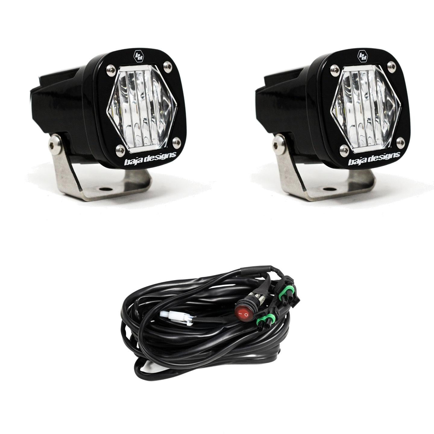 S1 Black LED Light Pod Pair (Wide Cornering; Clear)