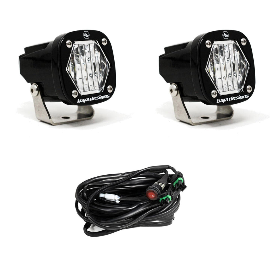 S1 Black LED Light Pod Pair (Wide Cornering; Clear)