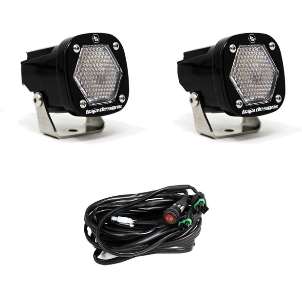 S1 Black LED Light Pod Pair (Work/Scene; Clear)