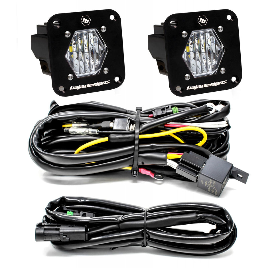 S1 Black Flush Mount LED Light Pod Reverse Kit (Wide Cornering; Clear)