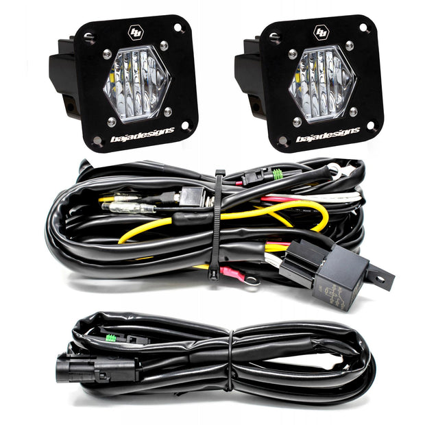 S1 Black Flush Mount LED Light Pod Reverse Kit (Wide Cornering; Clear)