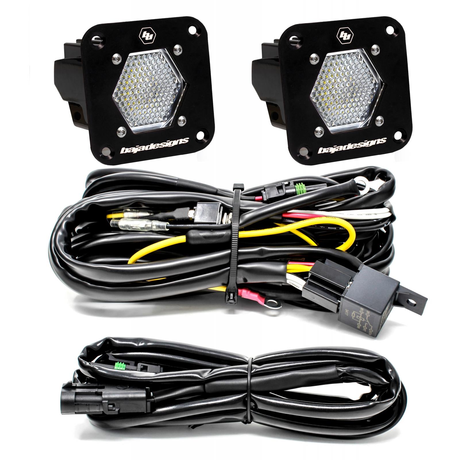 S1 Black Flush Mount LED Light Pod Reverse Kit (Work/Scene; Clear)