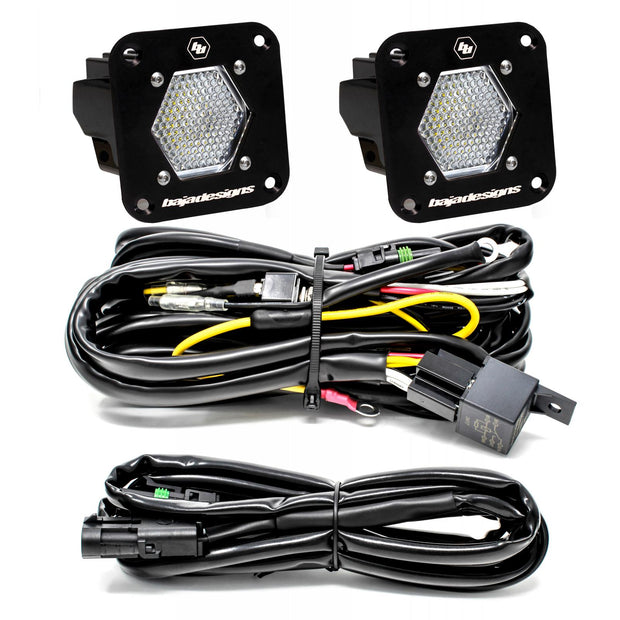 S1 Black Flush Mount LED Light Pod Reverse Kit (Work/Scene; Clear)