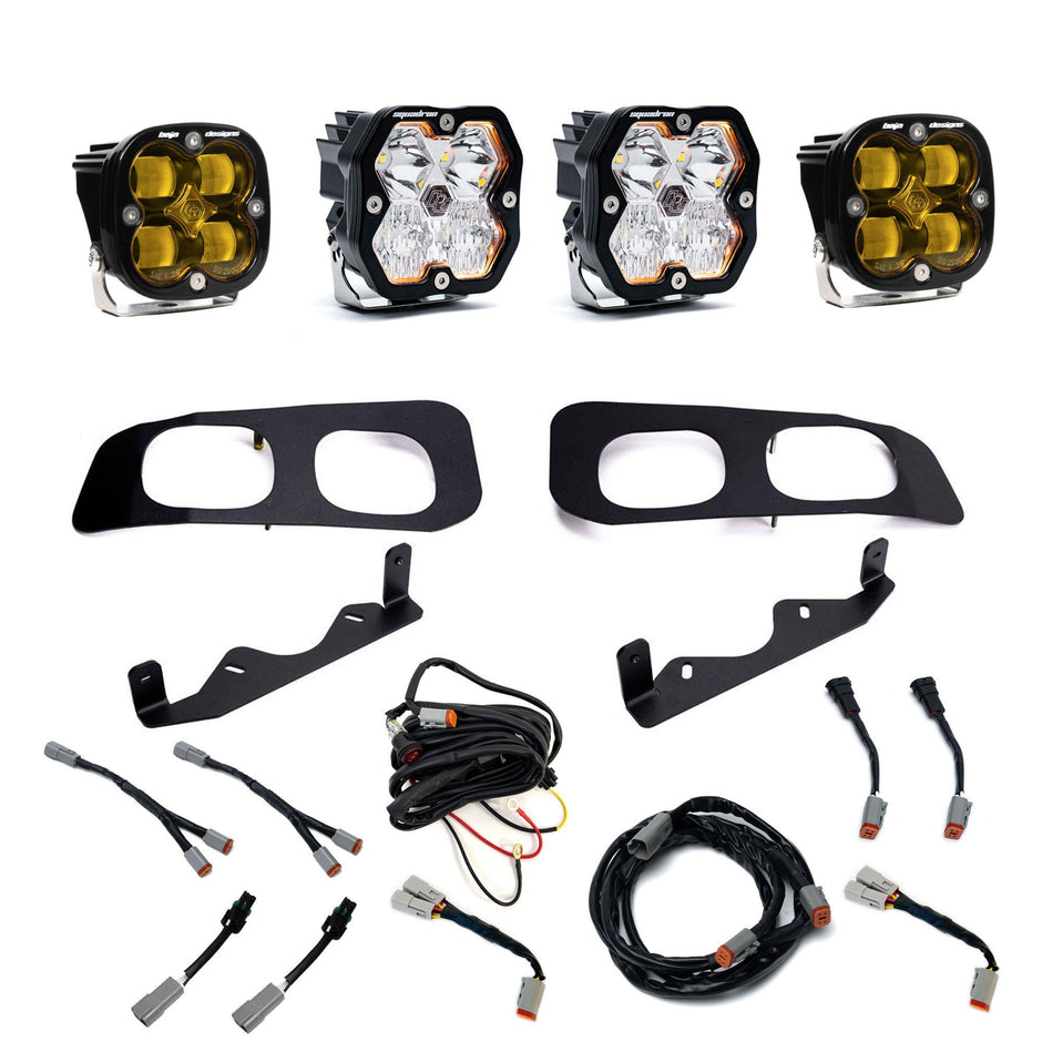 Squadron 2.0 Sport/Squadron SAE Dual Fog Pocket Light Kit - Ford 2023-26 F-250/350 Super Duty (Multi Pattern; Lens: Baja Amber; Toggle)