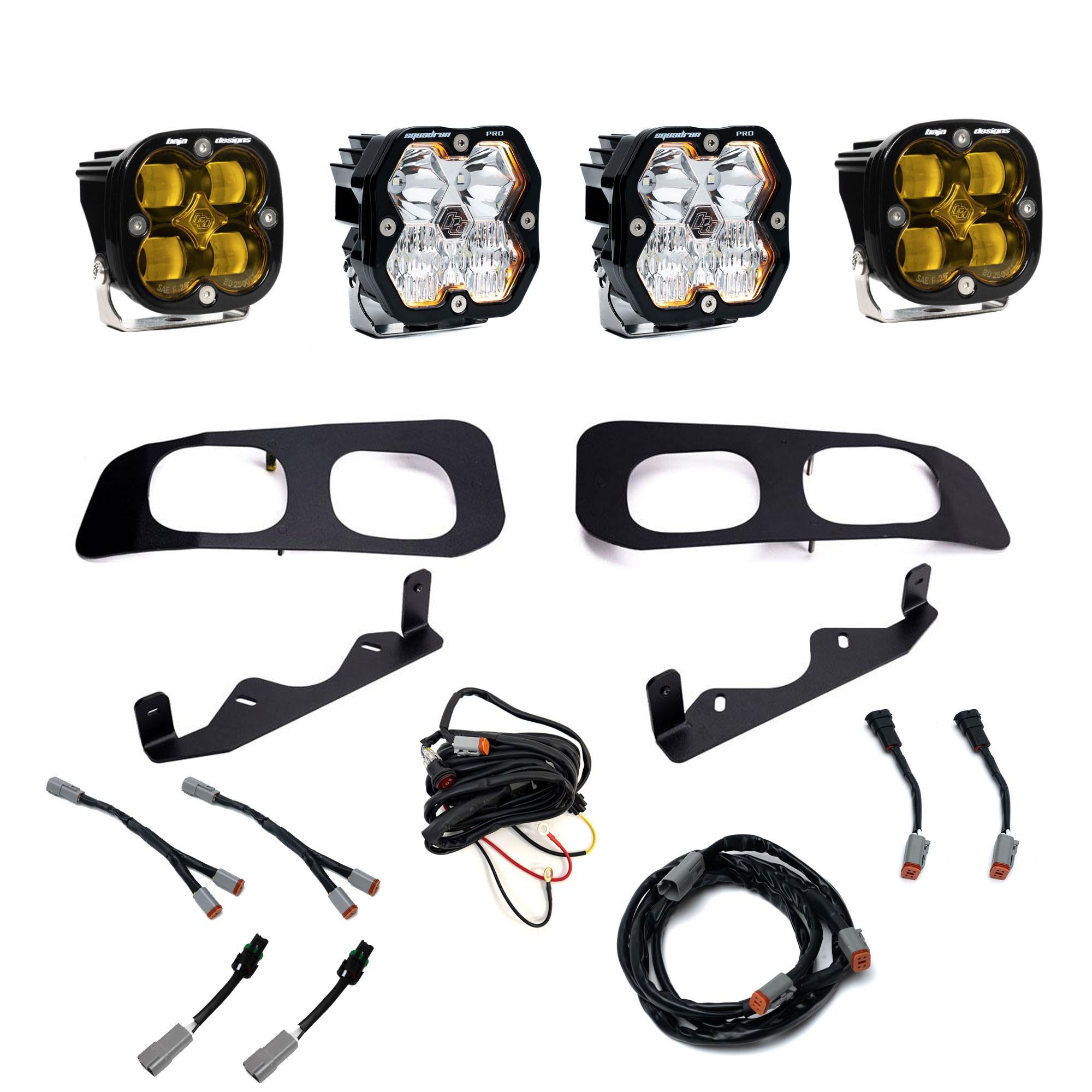 Squadron 2.0 Pro/Squadron SAE Dual Fog Pocket Light Kit - Ford 2023-26 F-250/350 Super Duty (Multi Pattern; Lens: Baja Amber; Toggle)