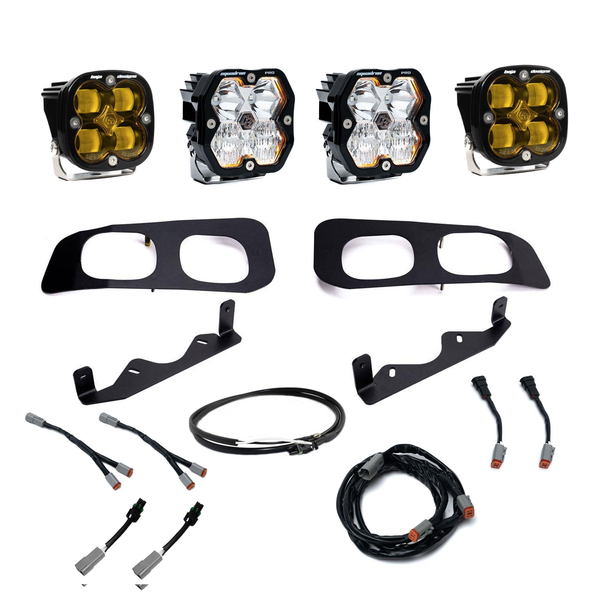 Squadron 2.0 Pro/Squadron SAE Dual Fog Pocket Light Kit - Ford 2023-26 F-250/350 Super Duty (Multi Pattern; Lens: Baja Amber; Upfitter)