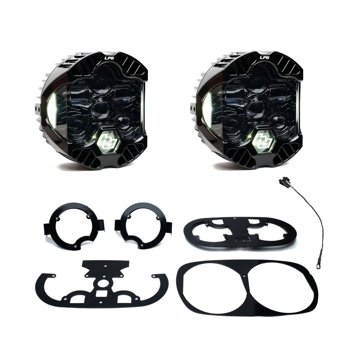 DOT LP6 LED Dual Headlight Kit - 1998-2013 Pre Rushmore Style Harley Davidson Road Glide (White)
