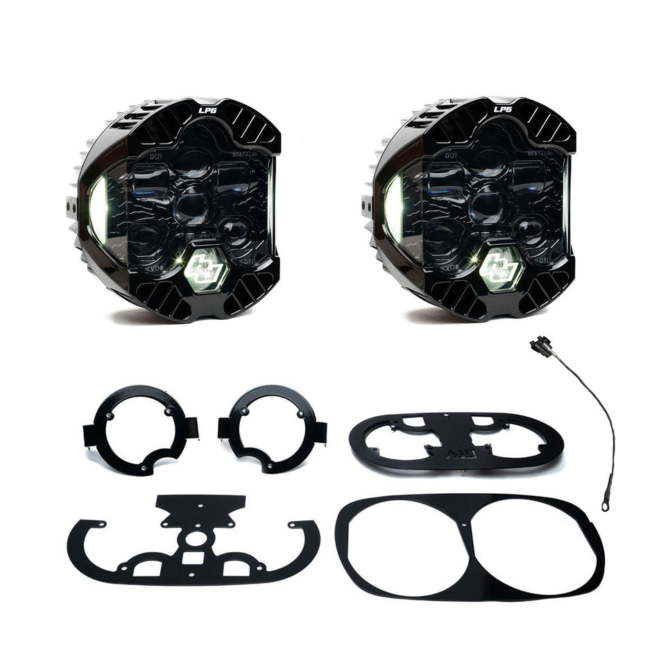 DOT LP6 LED Dual Headlight Kit - 1998-2013 Pre Rushmore Style Harley Davidson Road Glide (White)