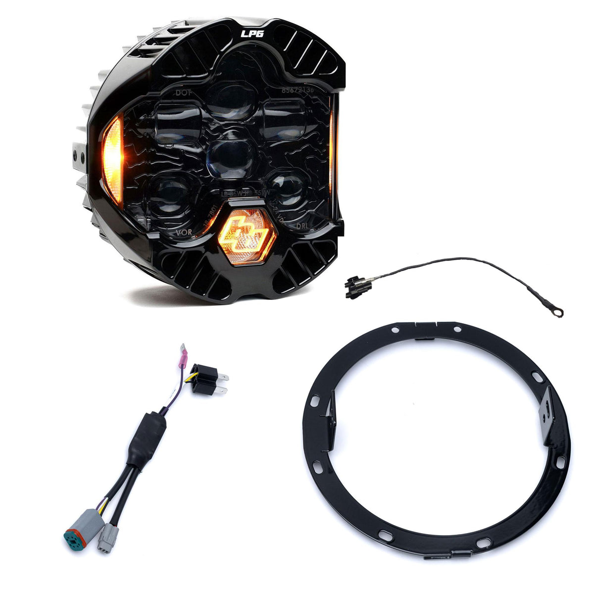 DOT LP6 LED Single Headlight Kit - 1996-2013 Harley Davidson Street Glide/Road King (Amber)