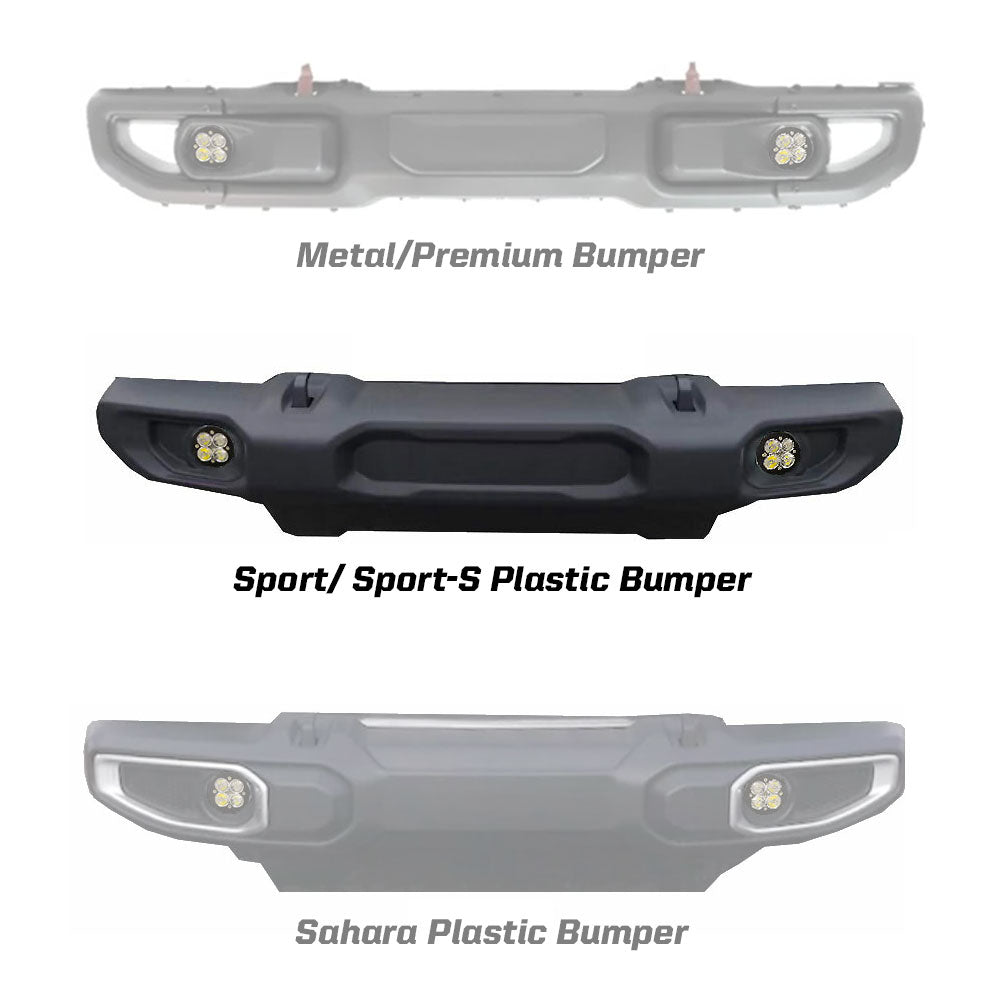 Squadron-R Pro Fog Pocket Kit - '20-26 Gladiator / '18-26 Wrangler JL; W/ OE Sport Bumper (Wide Cornering; Clear)