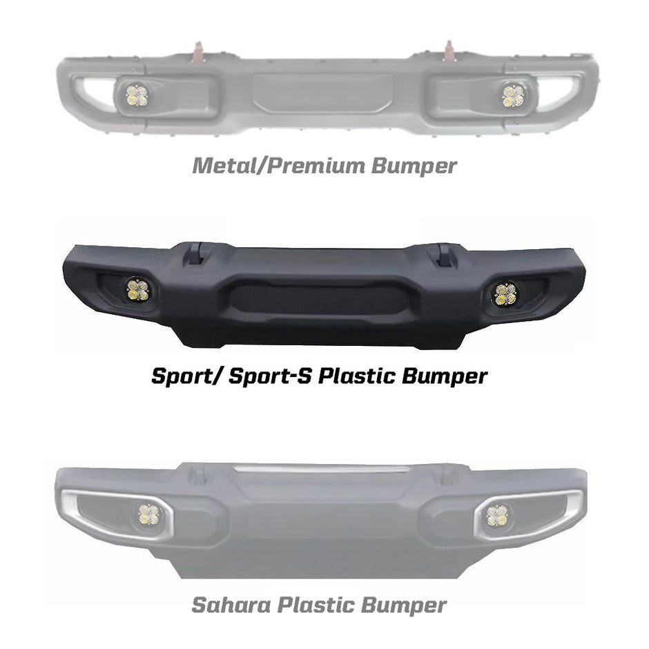 Squadron-R Pro Fog Pocket Kit - '20-26 Gladiator / '18-26 Wrangler JL; W/ OE Sport Bumper (Wide Cornering; Clear)