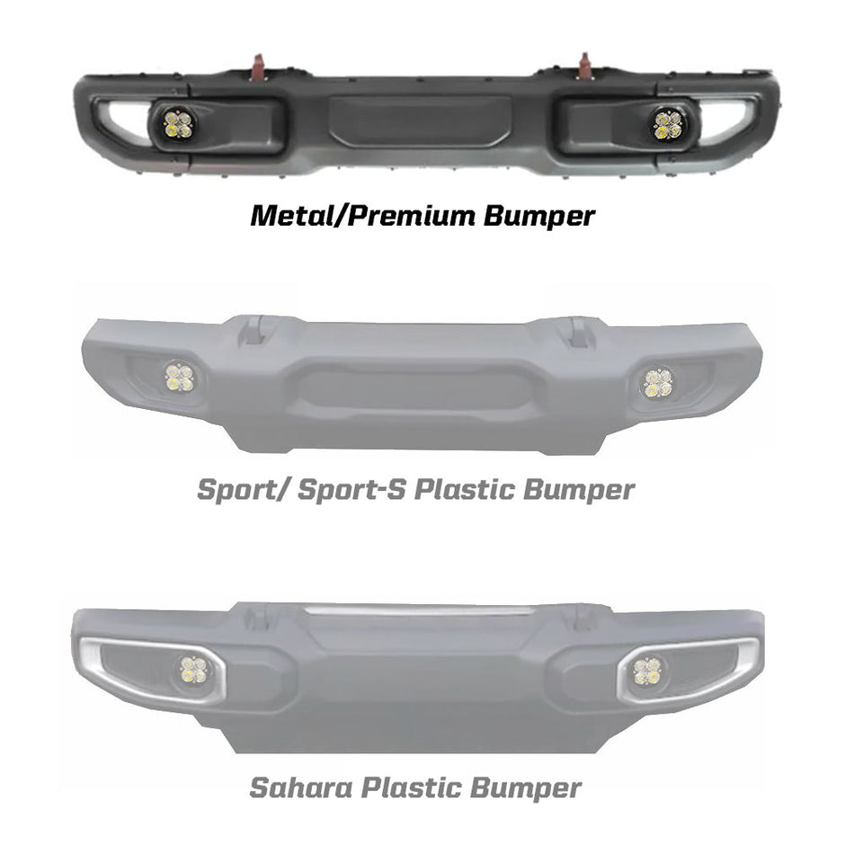 Squadron-R Pro Fog Pocket Kit - '20-26 Gladiator / '18-26 Wrangler JL; W/ OE Rubicon Bumper (Wide Cornering; Clear)