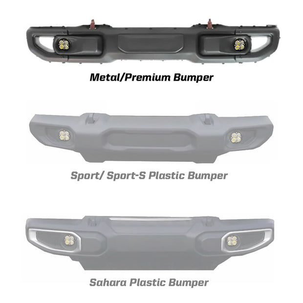 Squadron-R Pro Fog Pocket Kit - '20-26 Gladiator / '18-26 Wrangler JL; W/ OE Rubicon Bumper (Wide Cornering; Clear)