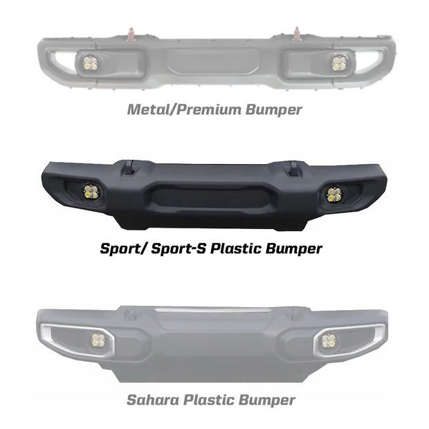 Squadron-R SAE Fog Pocket Kit - '20-26 Gladiator / '18-26 Wrangler JL; W/ OE Sport Bumper (SAE Fog; Clear)