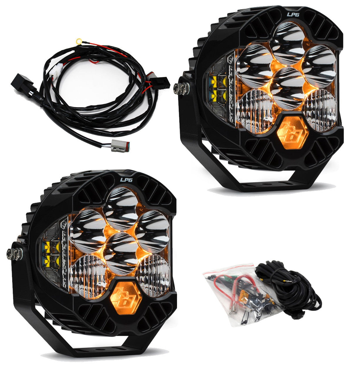 LP6 Pro Bumper Kit - '20-26 Gladiator / '18-26 Wrangler JL; W/ OE Steel Bumper (Driving/Combo; Clear; Toggle Wiring)