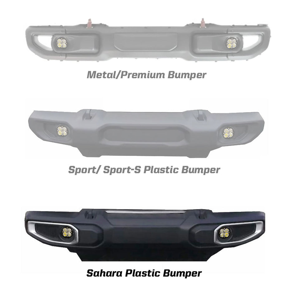 Squadron-R SAE Fog Pocket Kit - '20-26 Gladiator / '18-26 Wrangler JL; W/ OE Sahara Bumper (SAE Fog; Baja Amber)