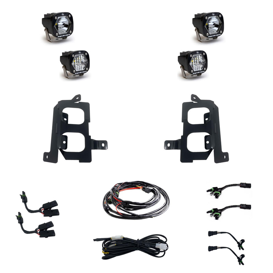 S1 Dual Fog Pocket Kit - '20-22 Sierra 2500HD/3500HD (Wide Cornering/Spot; Clear/Clear)