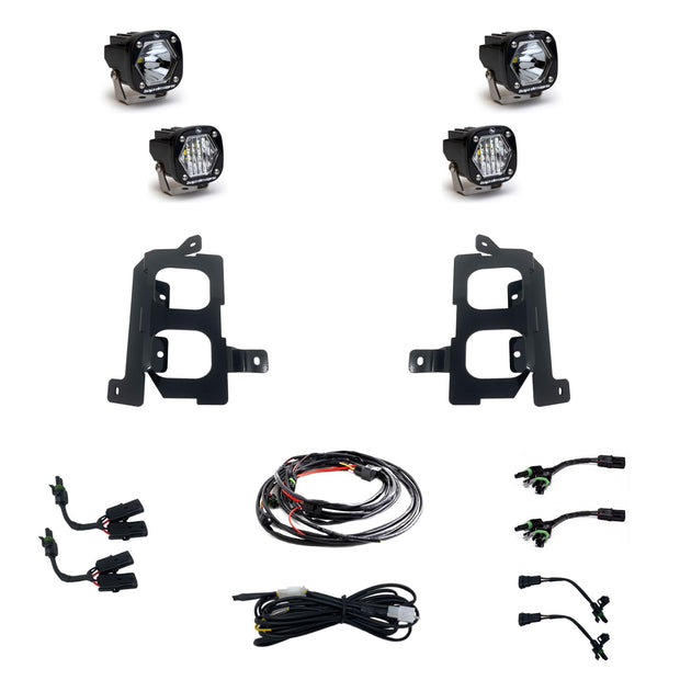 S1 Dual Fog Pocket Kit - '20-22 Sierra 2500HD/3500HD (Wide Cornering/Spot; Clear/Clear)