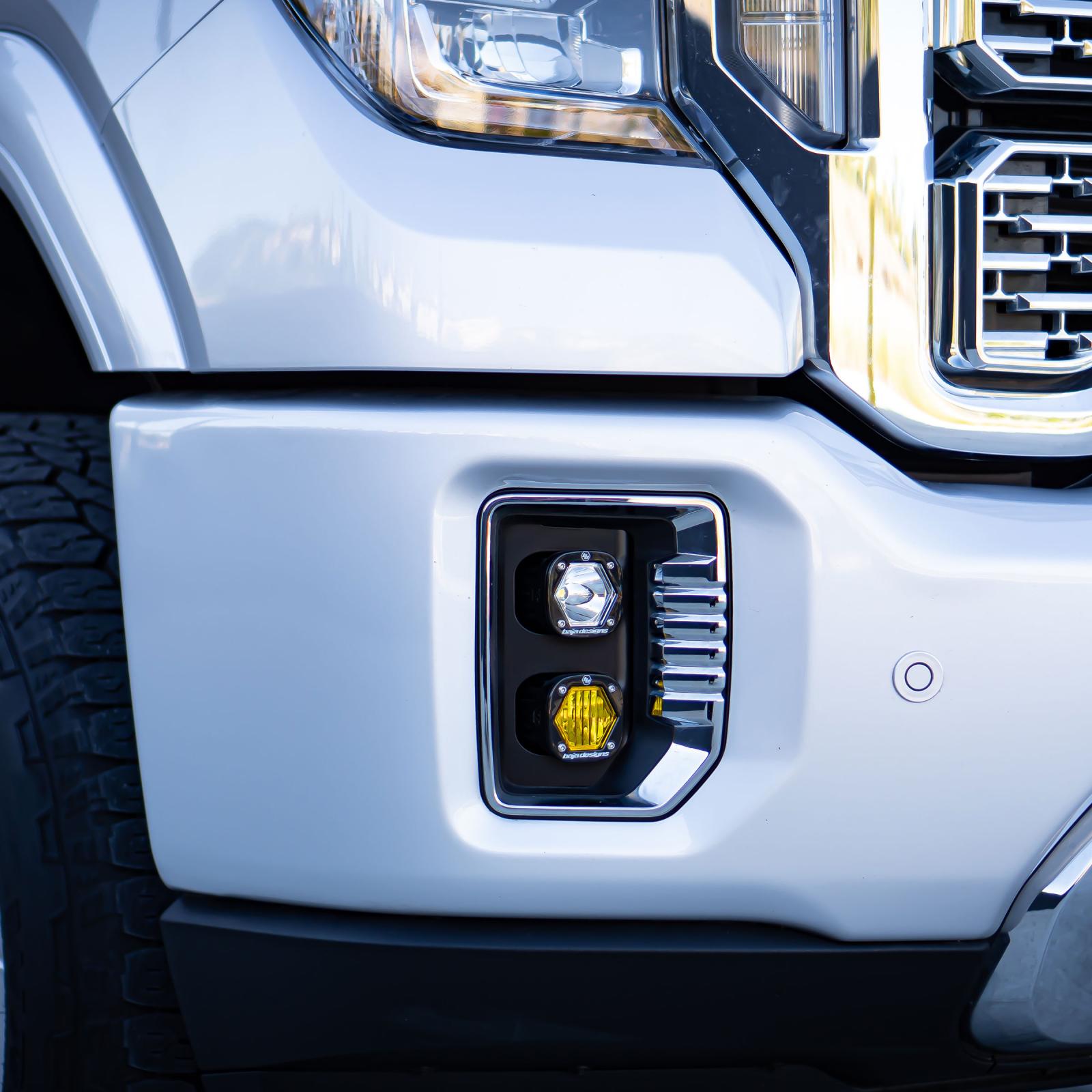 S1 Dual Fog Pocket Kit - '20-22 Sierra 2500HD/3500HD (Wide Cornering/Spot; Clear/Clear)