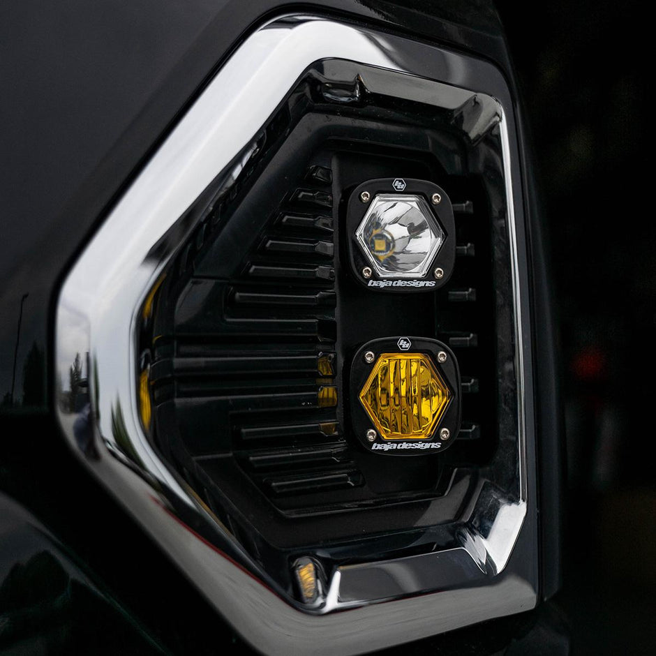 S1 Dual Fog Pocket Kit - '19-22 Sierra 1500 (Wide Cornering/Spot; Baja Amber/Clear)
