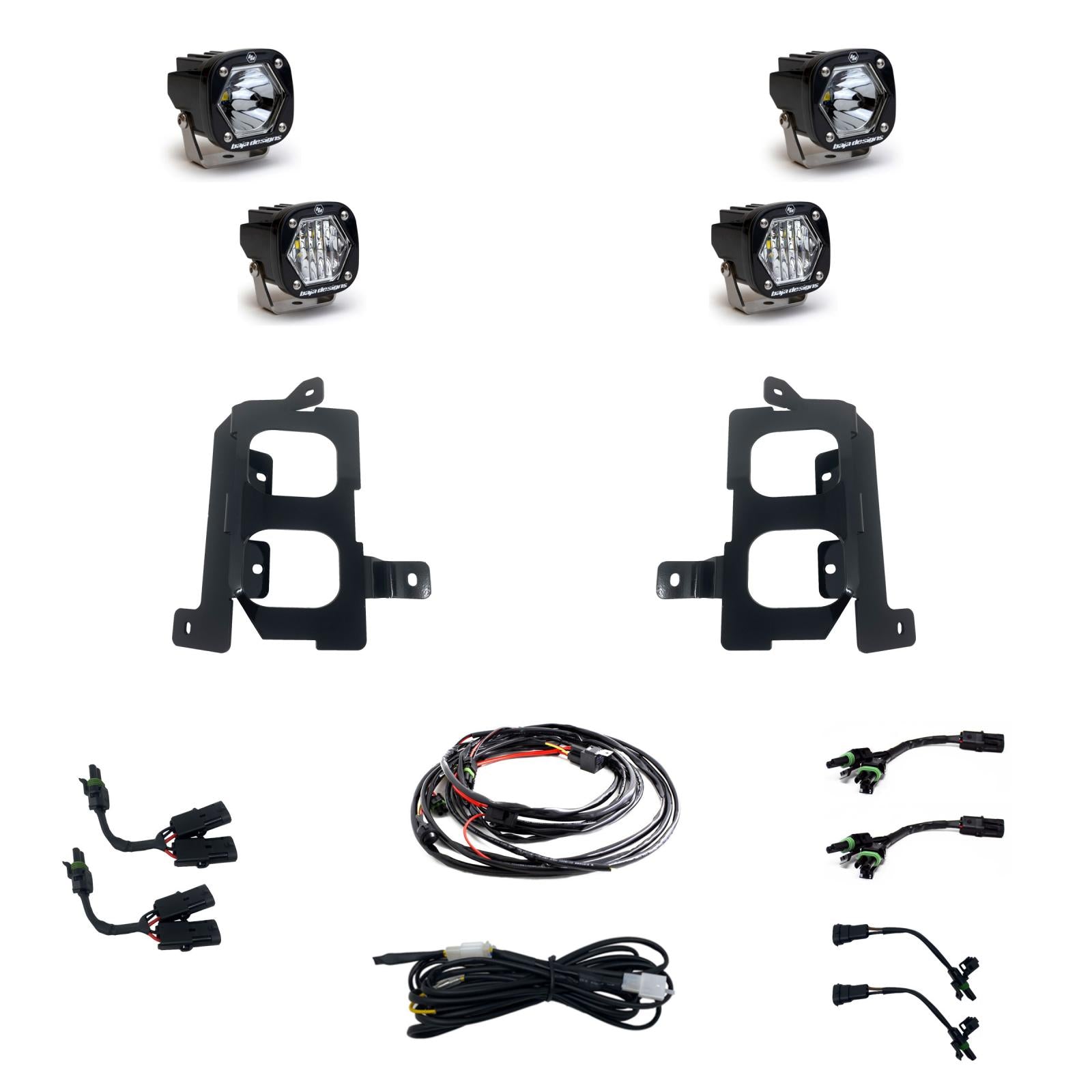 S1 Dual Fog Pocket Kit - '19-22 Sierra 1500 (Wide Cornering/Spot; Clear/Clear)