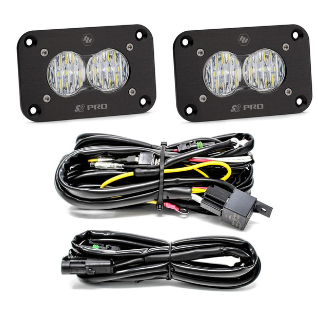 S2 Pro Black Flush Mount LED Light Pod (Wide Cornering; Clear)