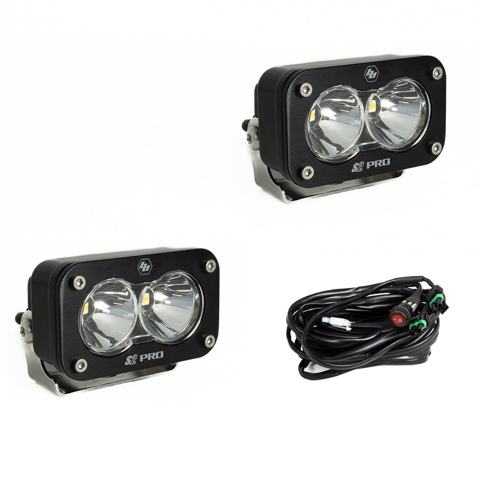 S2 Pro Black LED Light Pod Pair (Spot; Clear)