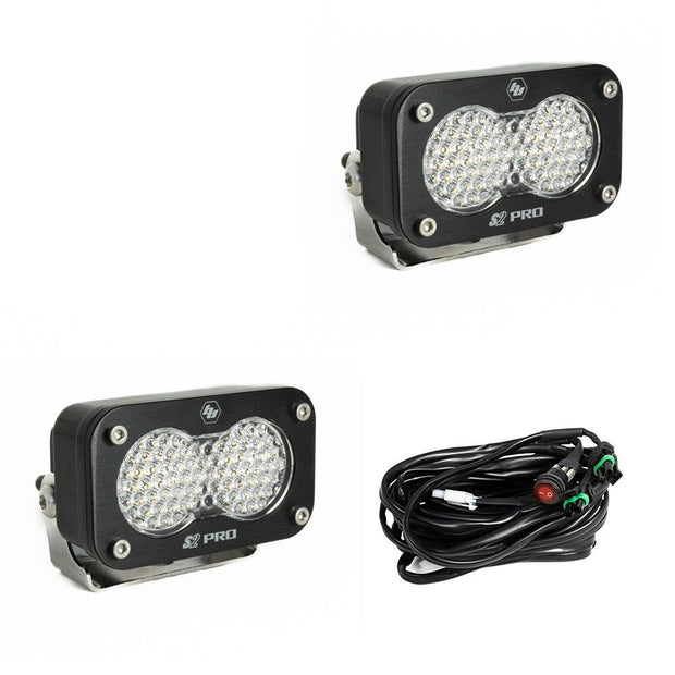 S2 Pro Black LED Light Pod Pair (Work/Scene; Clear)