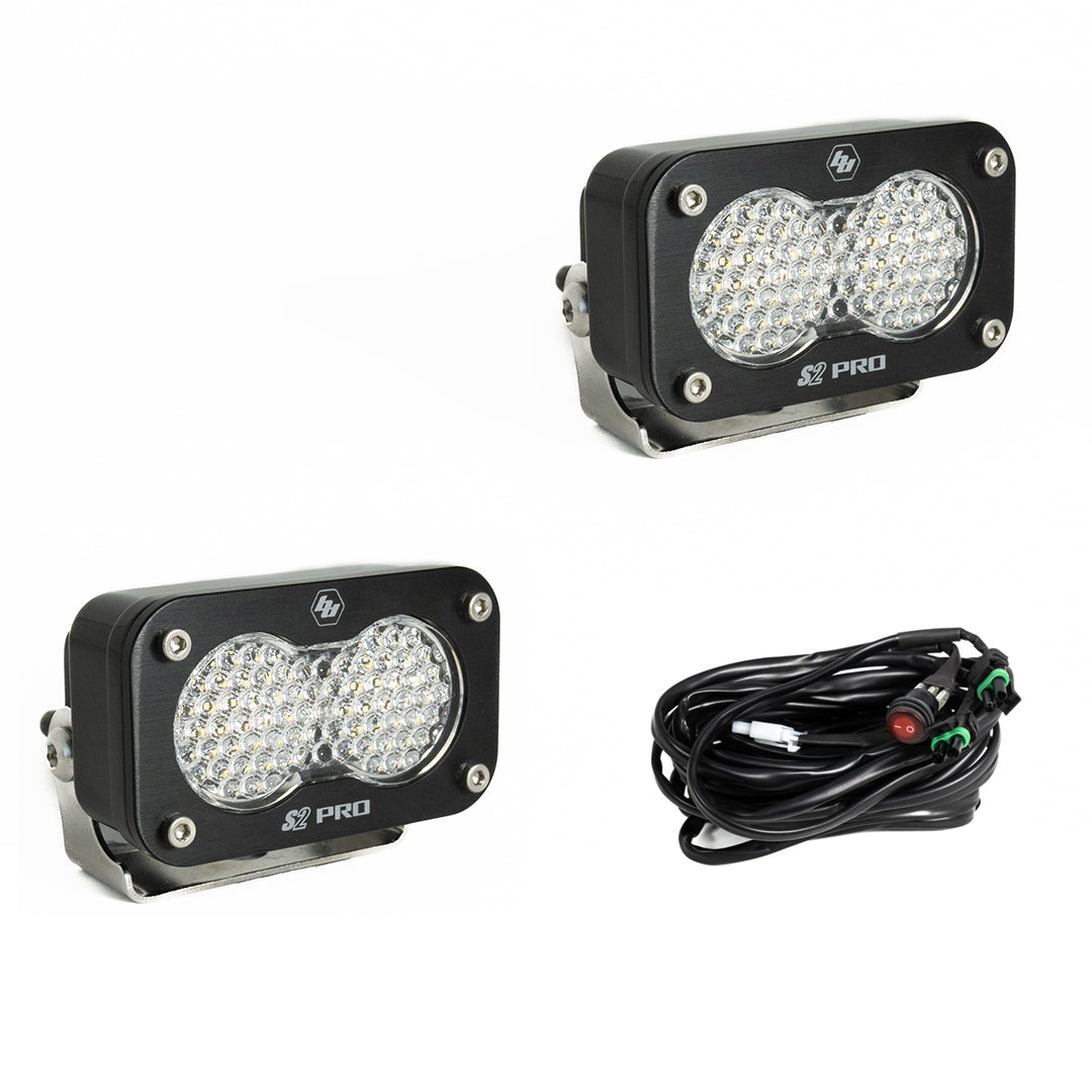 S2 Pro Black LED Light Pod Pair (Work/Scene; Clear)