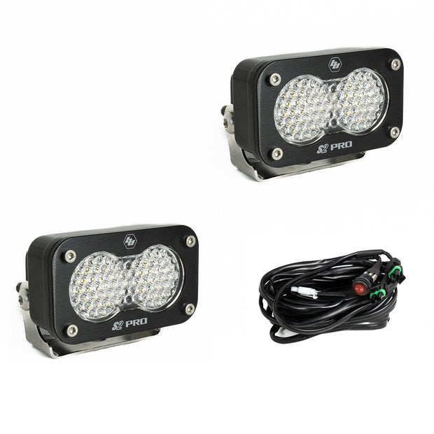S2 Pro Black LED Light Pod Pair (Work/Scene; Clear)