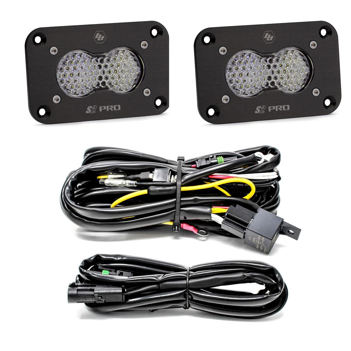 S2 Pro Black Flush Mount LED Light Pod Reverse Kit (Work/Scene; Clear)