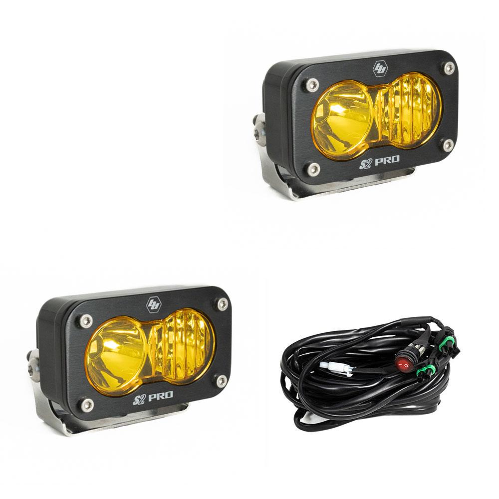 S2 Pro Black LED Light Pod Pair (Driving/Combo; Baja Amber)