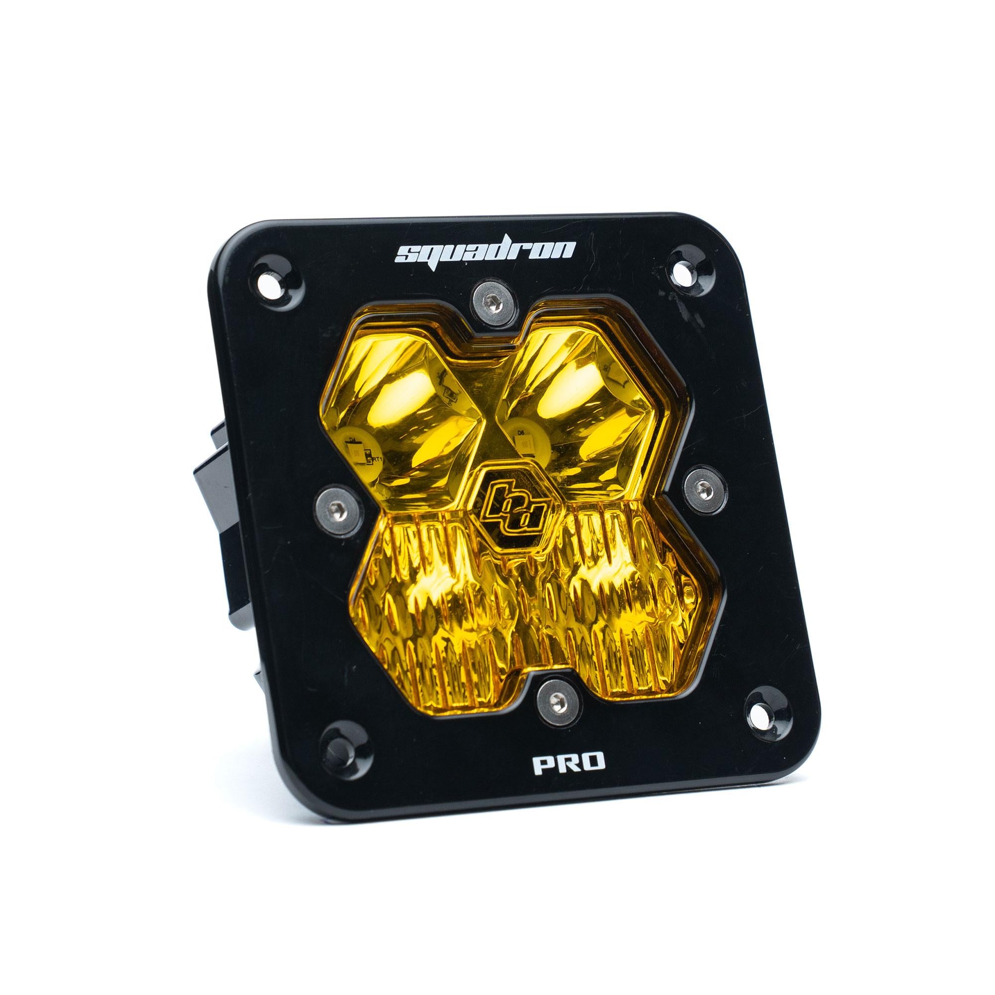 Squadron 2.0 Pro Black Flush Mount LED Auxiliary Light Pod (Driving/Combo; Baja Amber)