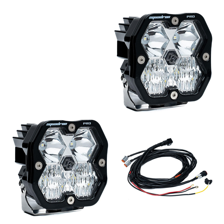 Squadron 2.0 Pro Black LED Auxiliary Light Pod Pair (Driving/Combo; Clear)