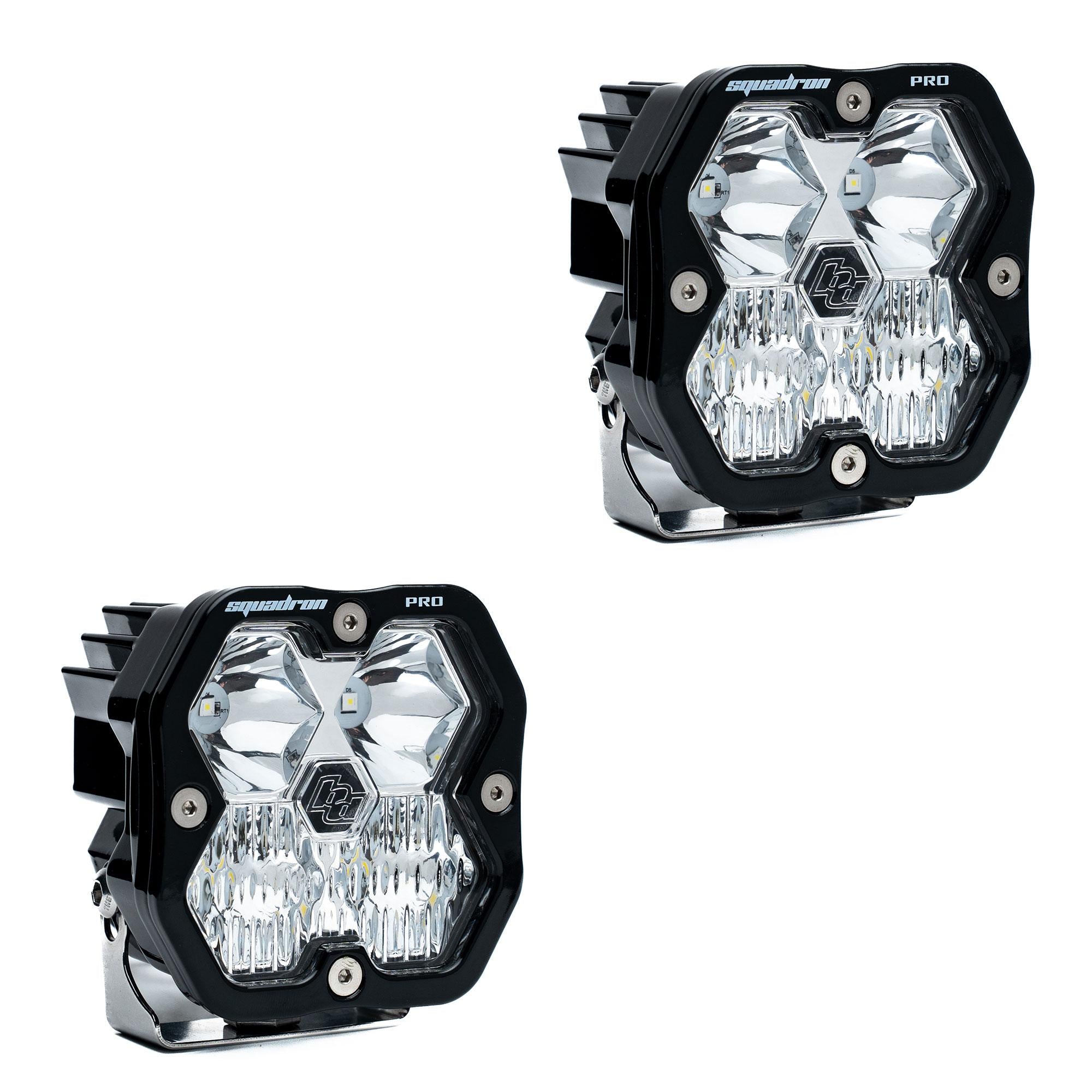 Squadron 2.0 Pro Black LED Auxiliary Light Pod Pair (No Harness) (Driving/Combo; Clear)
