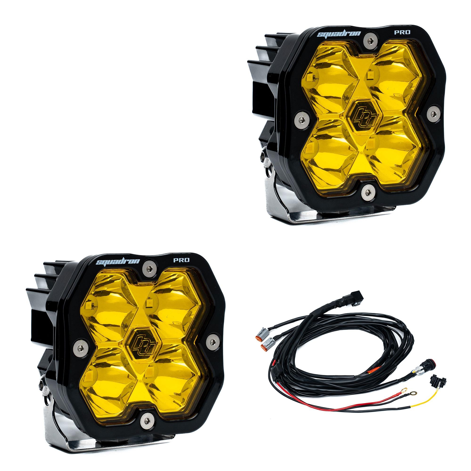 Squadron 2.0 Pro Black LED Auxiliary Light Pod Pair (Spot; Baja Amber)