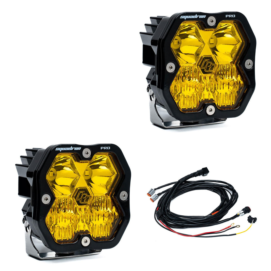 Squadron 2.0 Pro Black LED Auxiliary Light Pod Pair (Driving/Combo; Baja Amber)