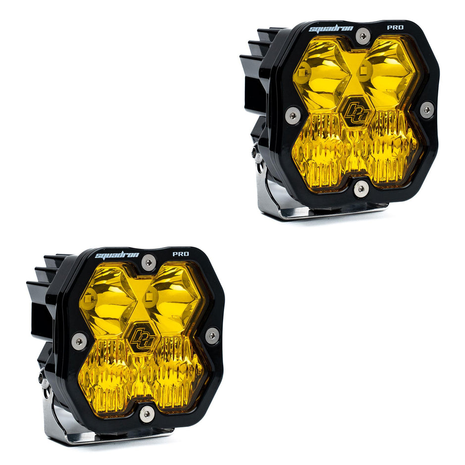 Squadron 2.0 Pro Black LED Auxiliary Light Pod Pair (No Harness) (Driving/Combo; Baja Amber)
