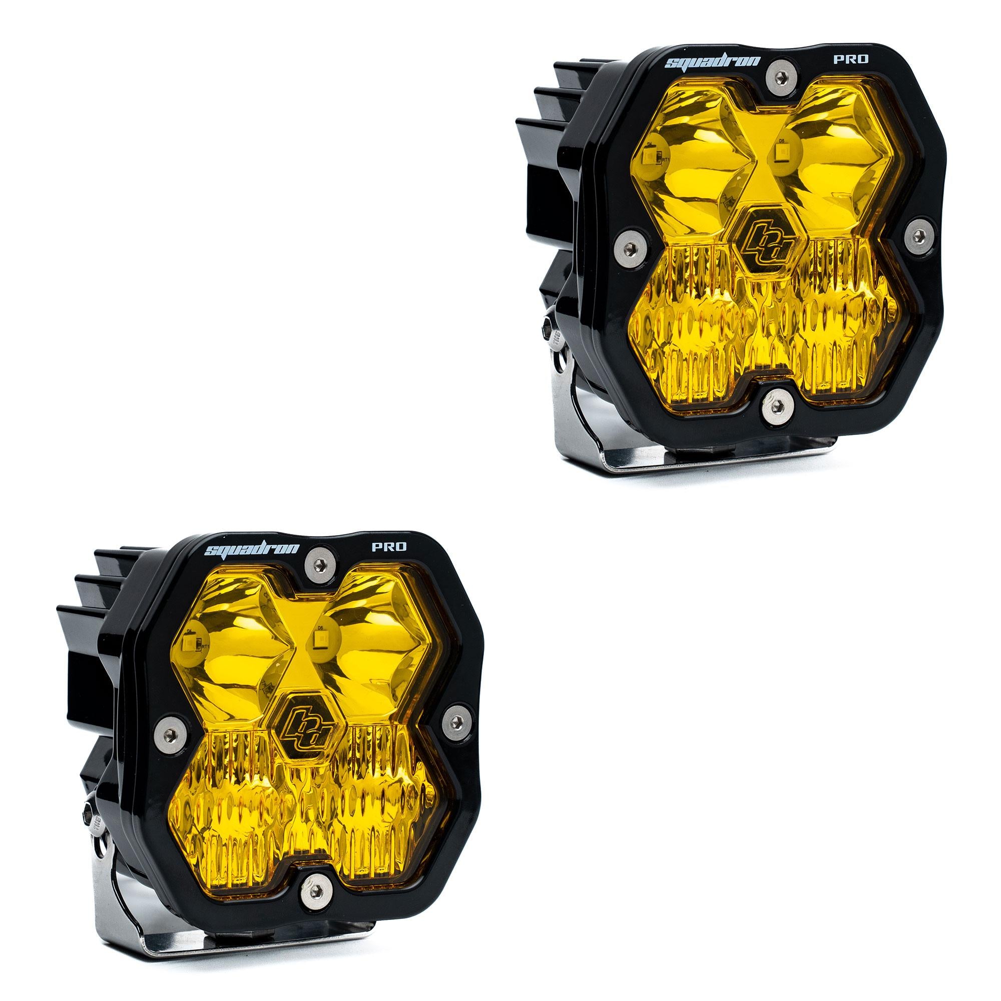 Squadron 2.0 Pro Black LED Auxiliary Light Pod Pair (No Harness) (Driving/Combo; Baja Amber)