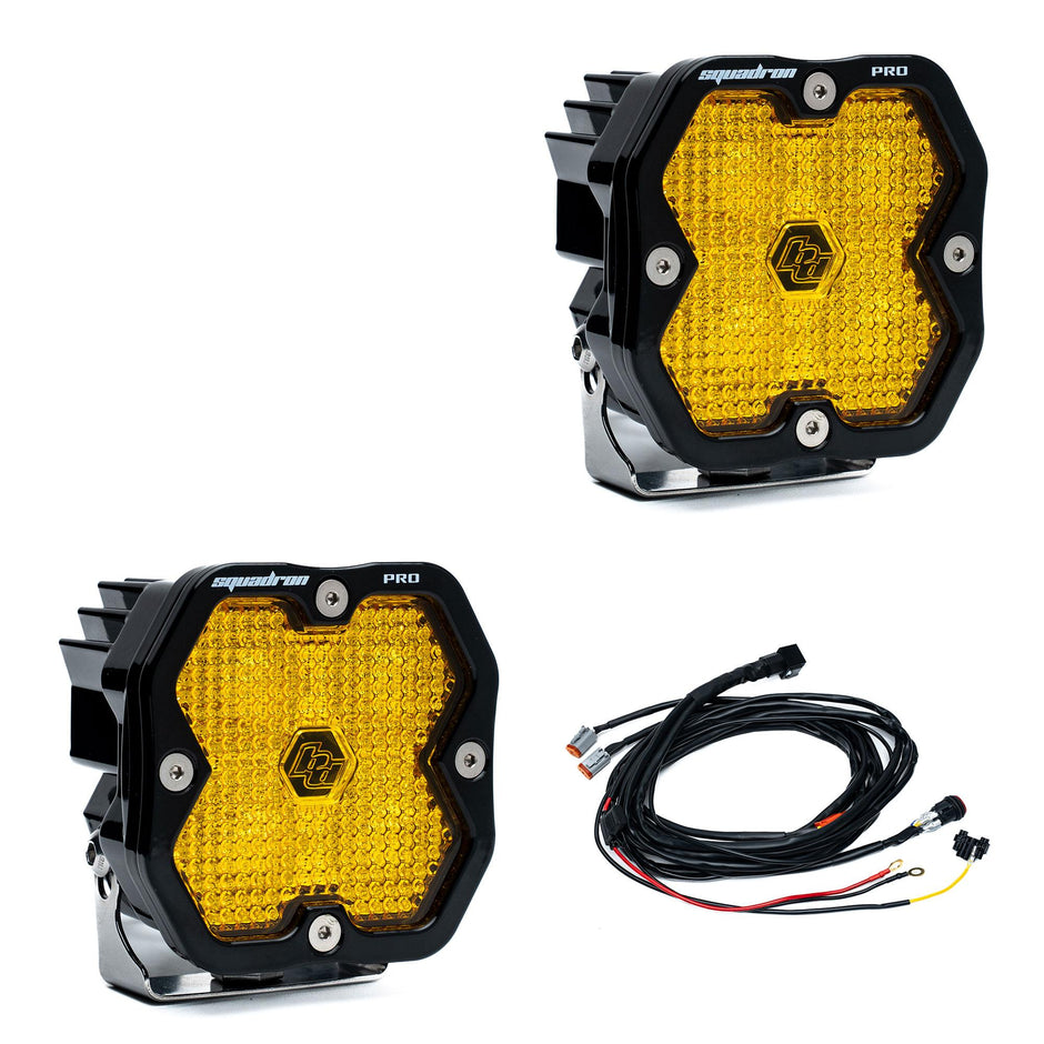 Squadron 2.0 Pro Black LED Auxiliary Light Pod Pair (Work/Scene; Baja Amber)