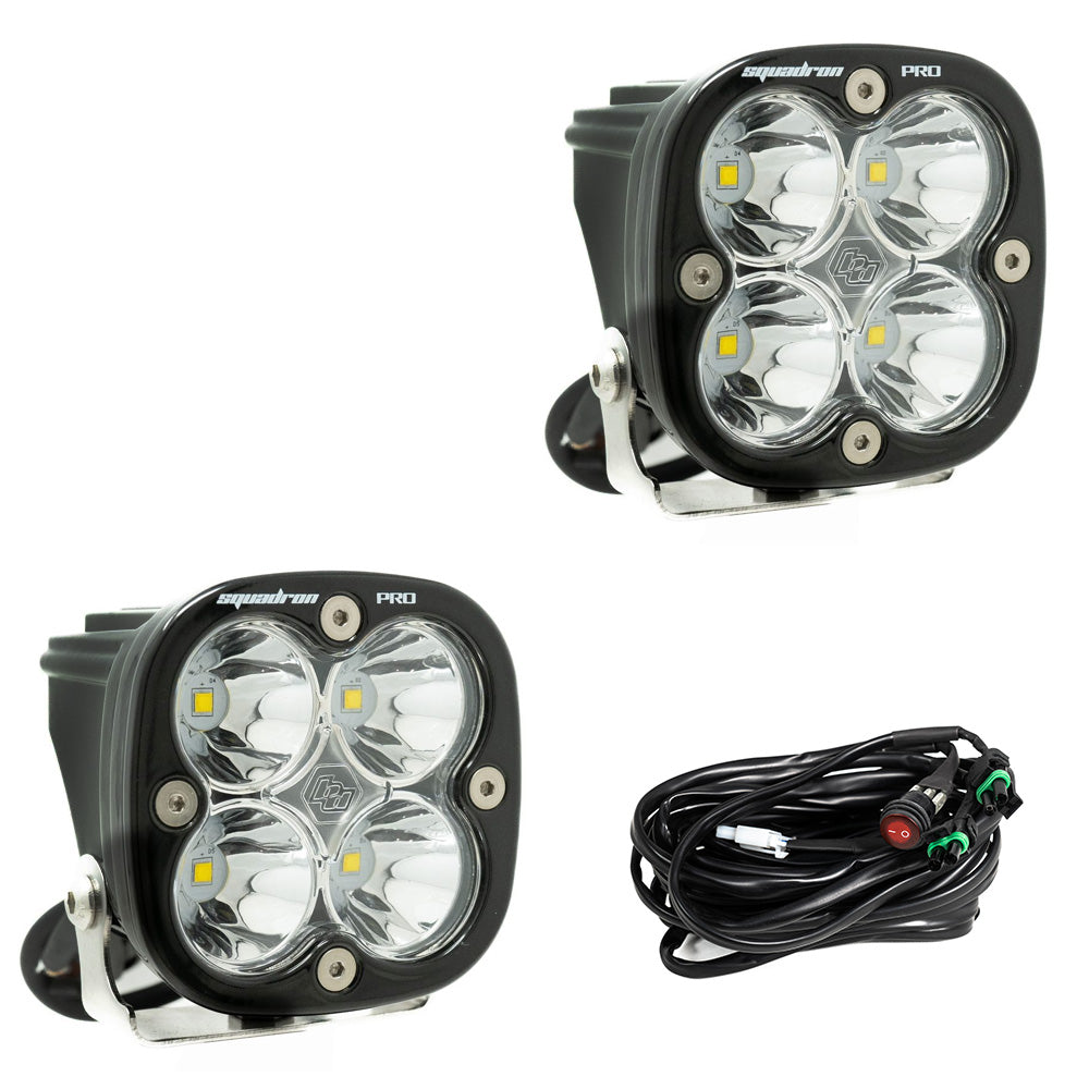 Squadron Pro Black LED Light Pod Pair (Spot; Clear)