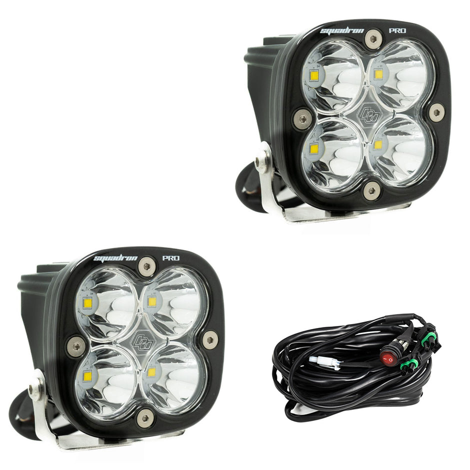 Squadron Pro Black LED Light Pod Pair (Spot; Clear)