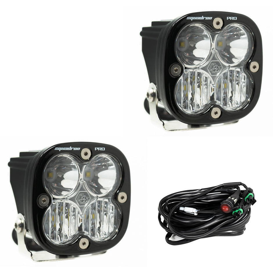 Squadron Pro Black LED Light Pod Pair (Driving/Combo; Clear)