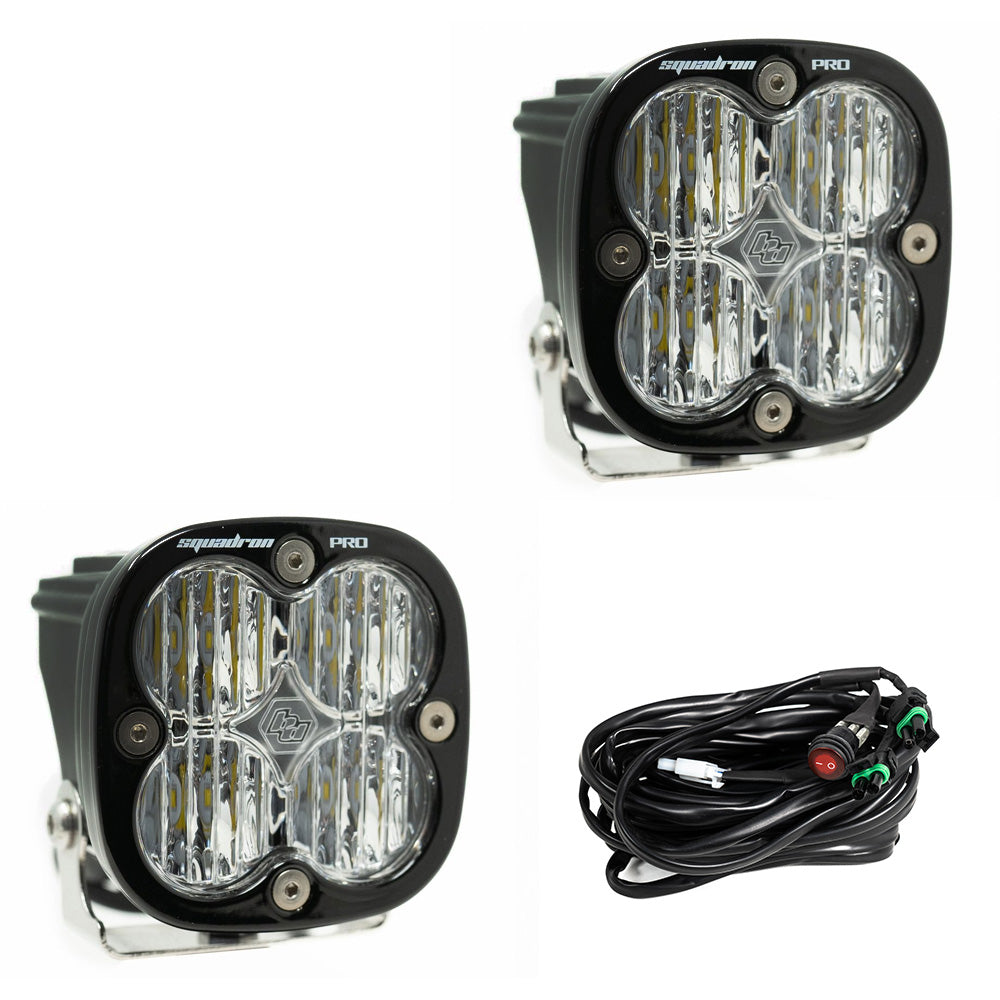 Squadron Pro Black LED Light Pod Pair (Wide Cornering; Clear)