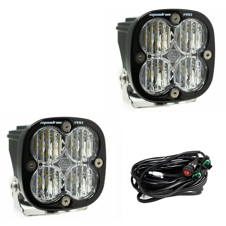 Squadron Pro Black LED Light Pod Pair (Wide Cornering; Clear)