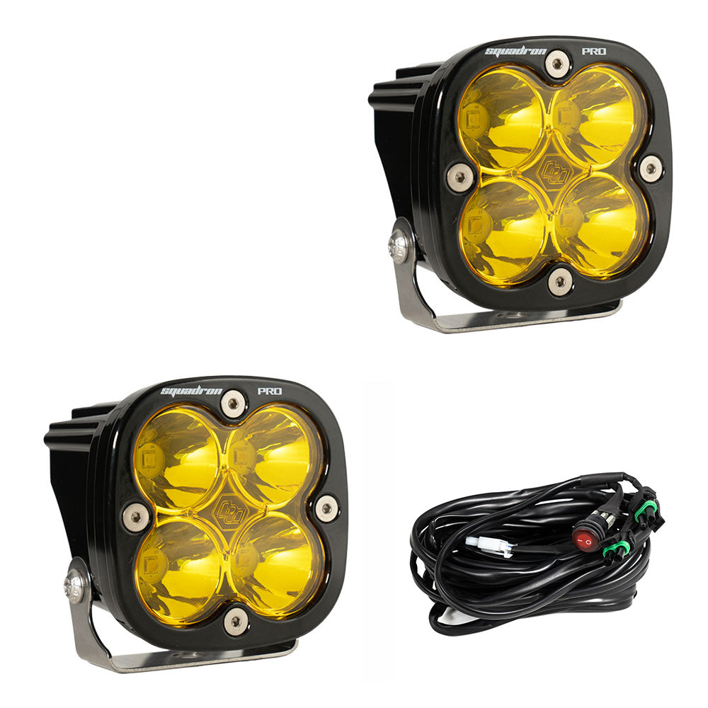 Squadron Pro Black LED Light Pod Pair (Spot; Baja Amber)