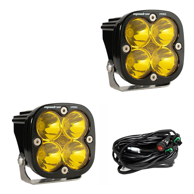 Squadron Pro Black LED Light Pod Pair (Spot; Baja Amber)